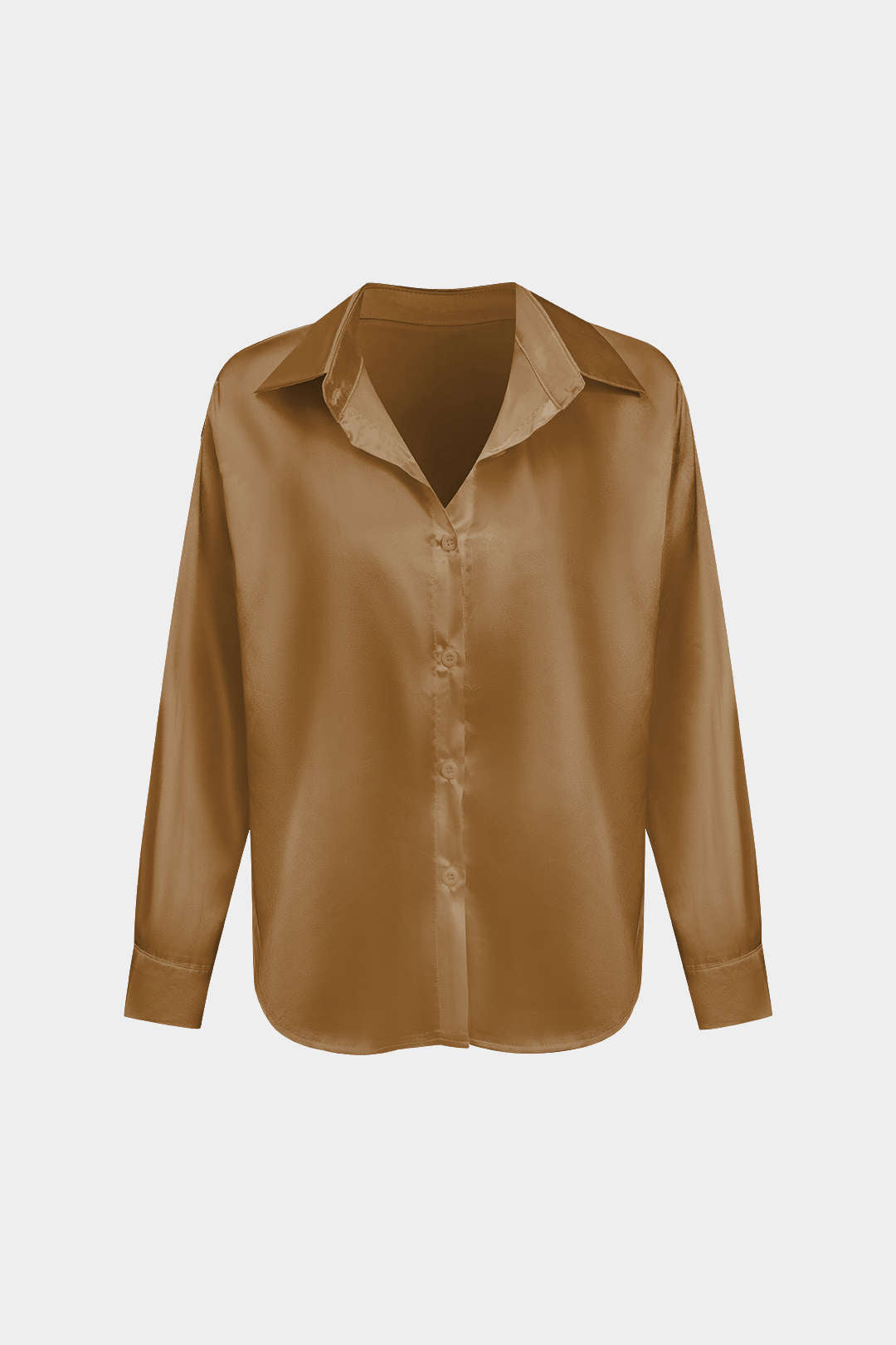 Camisa Satinada De Manga Larga Con Silueta Elegante