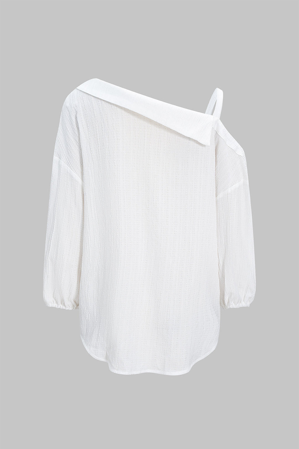 חולצה אסימטרית ללא גב עם שרוולים ארוכים מכופתרים 