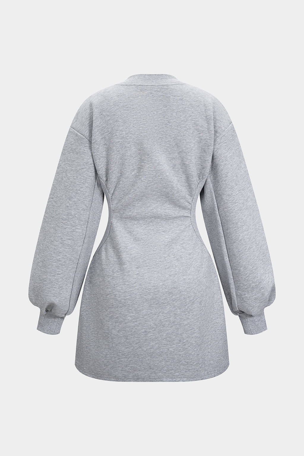 V-Neck Waist Long Sleeve Mini Dress