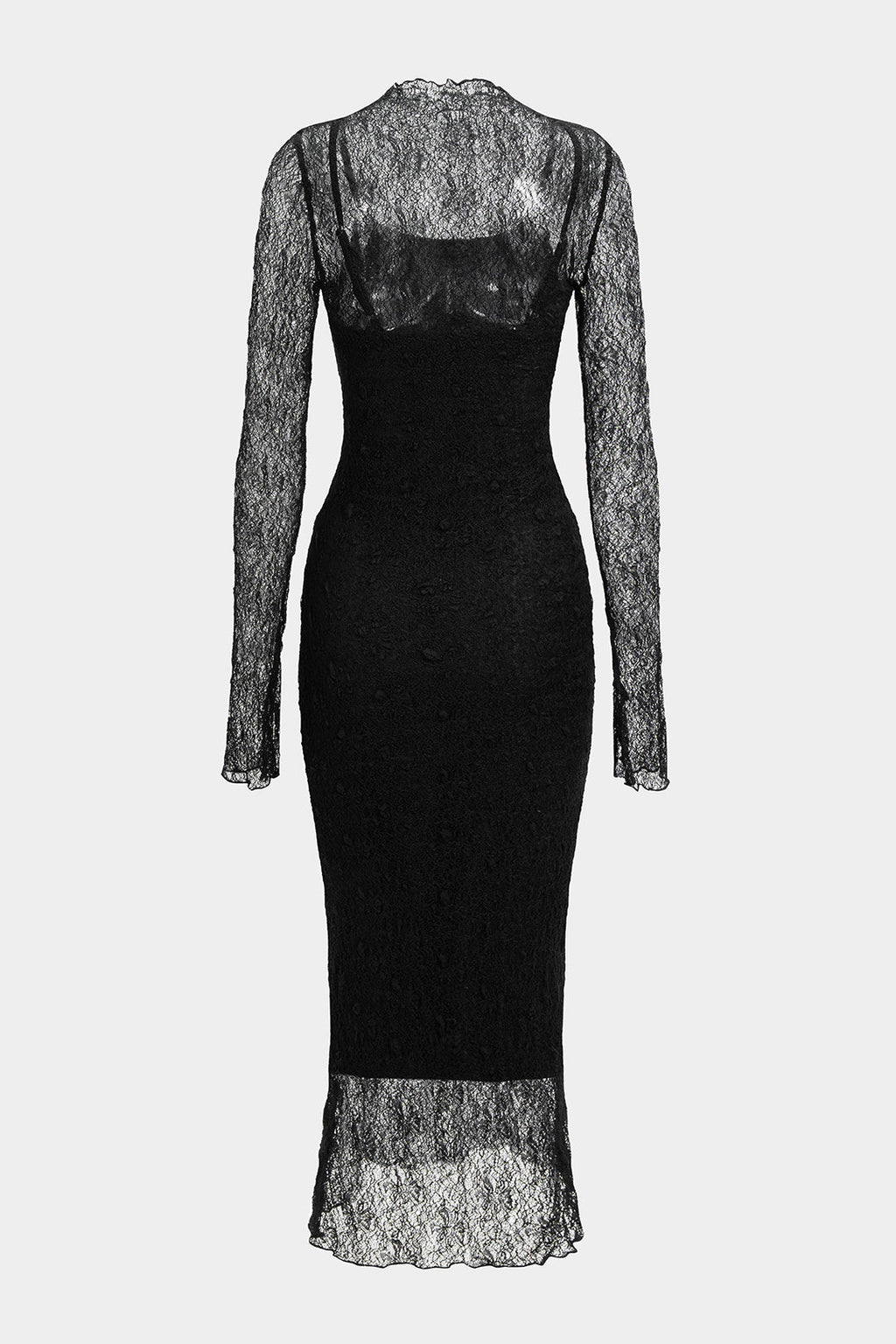 Sheer Lace Long Sleeve Maxi Dress