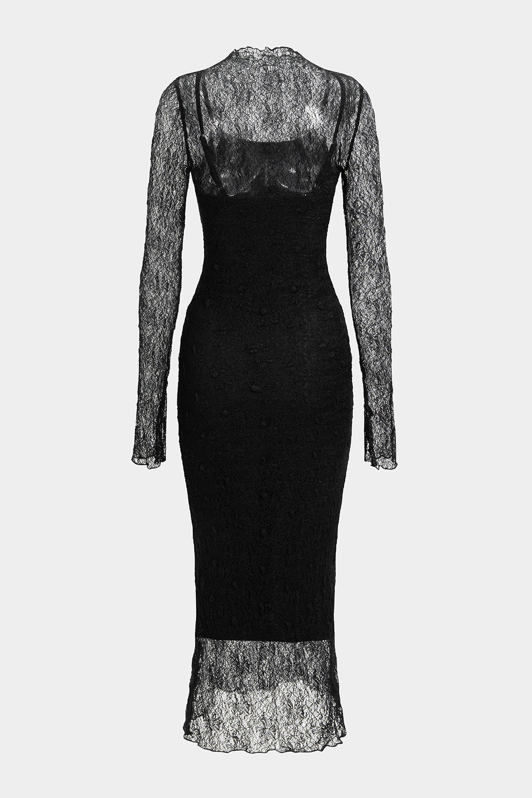 Sheer Lace Long Sleeve Maxi Dress