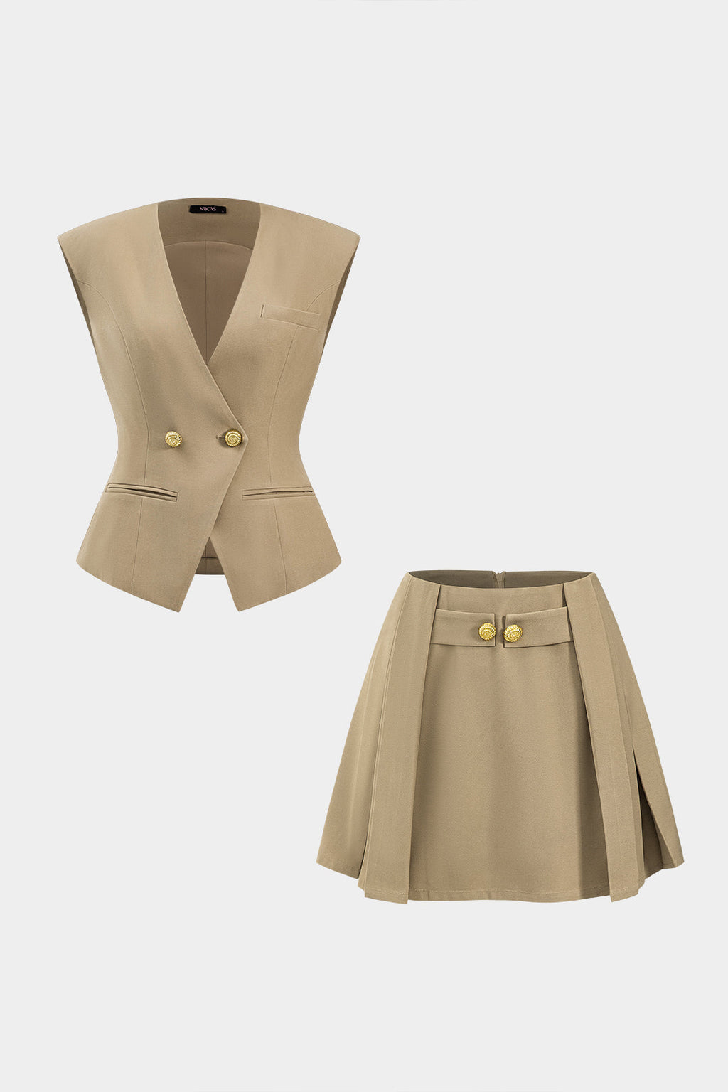 חצאית קפלים עם רוכסן דקורטיבי ממתכת 