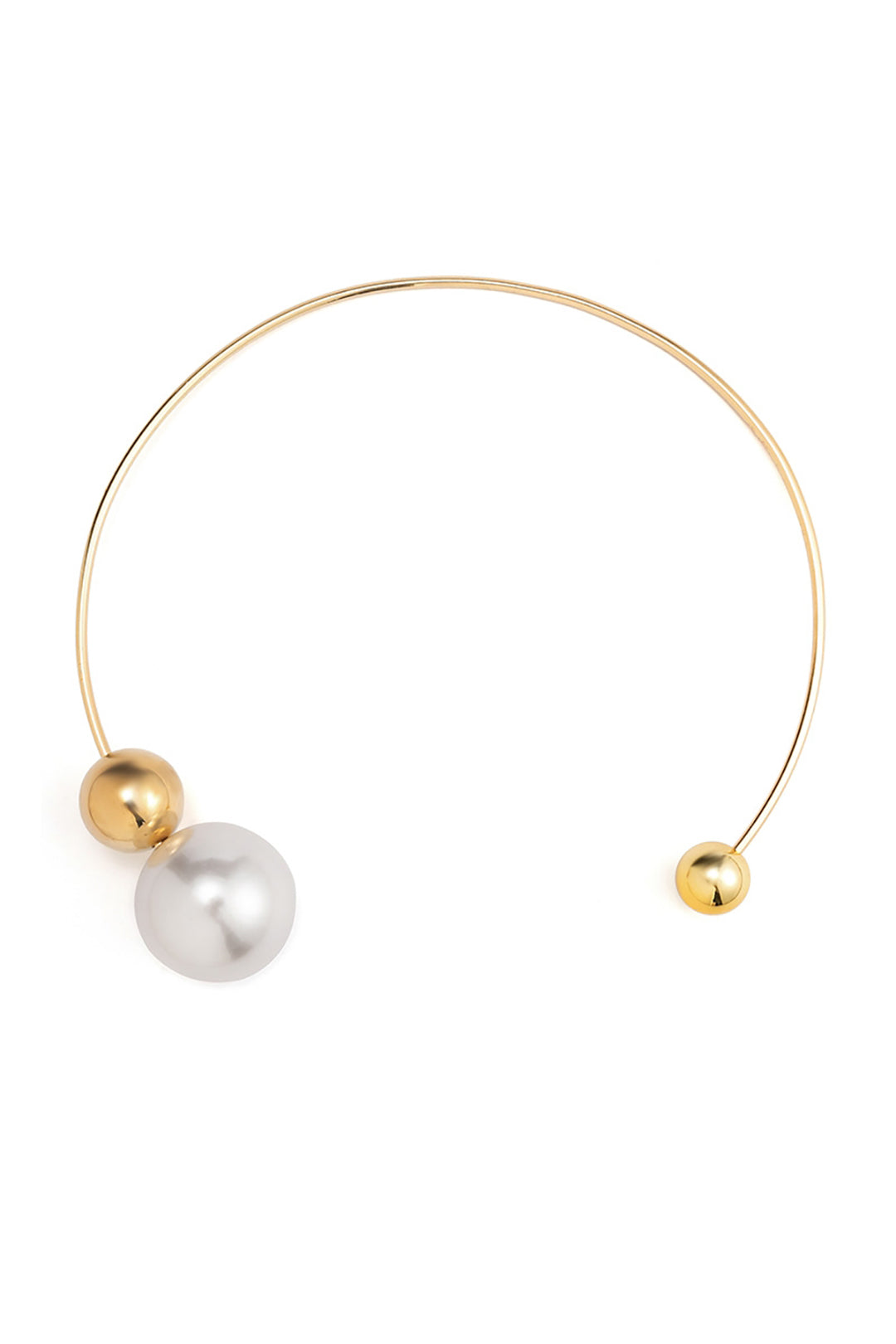 Collar De Perlas Metálicas Minimalista Brillante Y Elegante