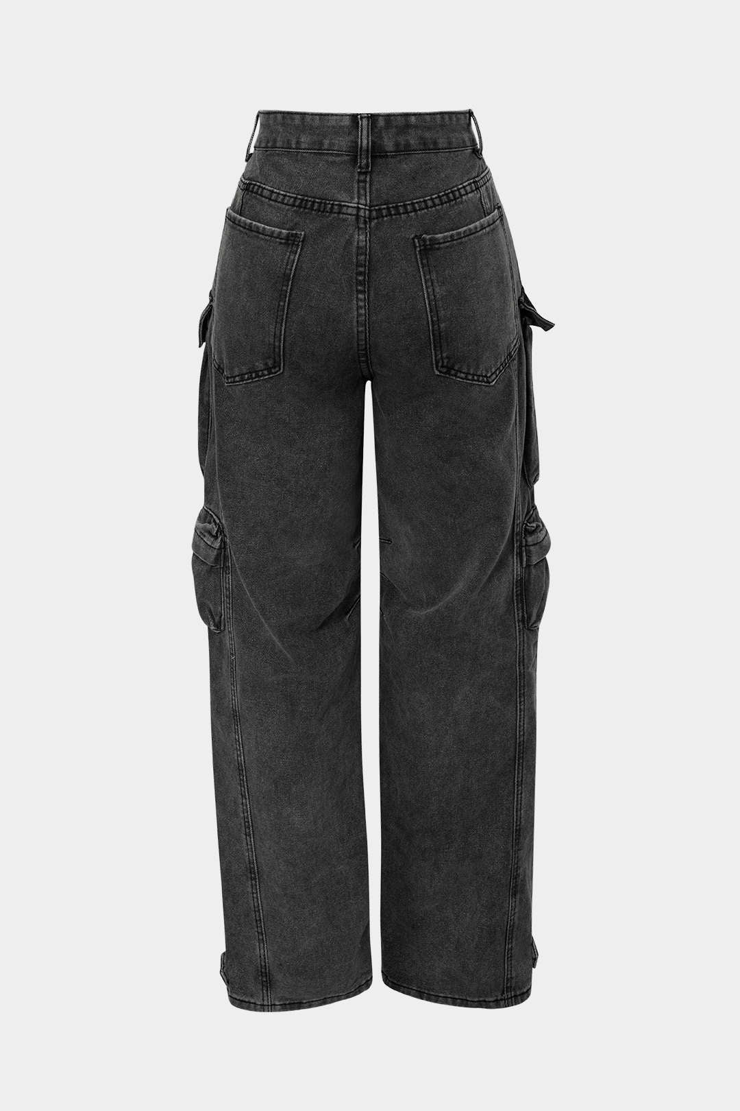 Jeans Cargo Anchos de Textura Suave con Bolsillos Múltiples