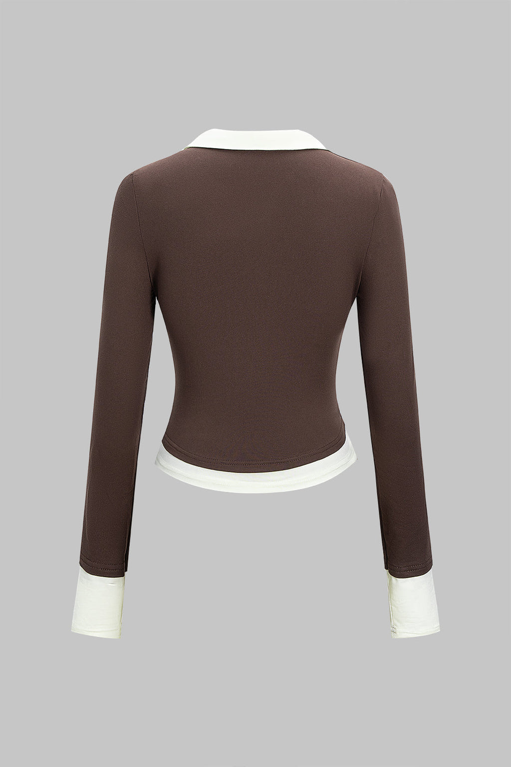 Contarst Polo Long-Sleeve Top