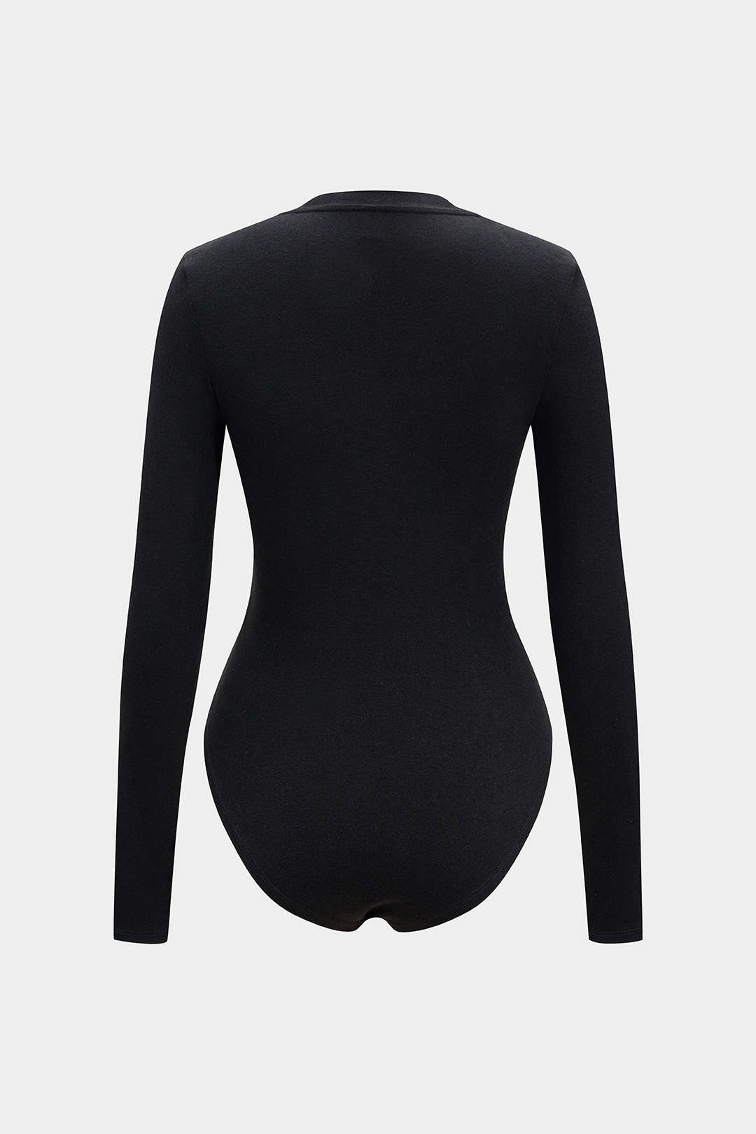 Faux Leather Crossed V-Neck Long Sleeve Bodysuit
