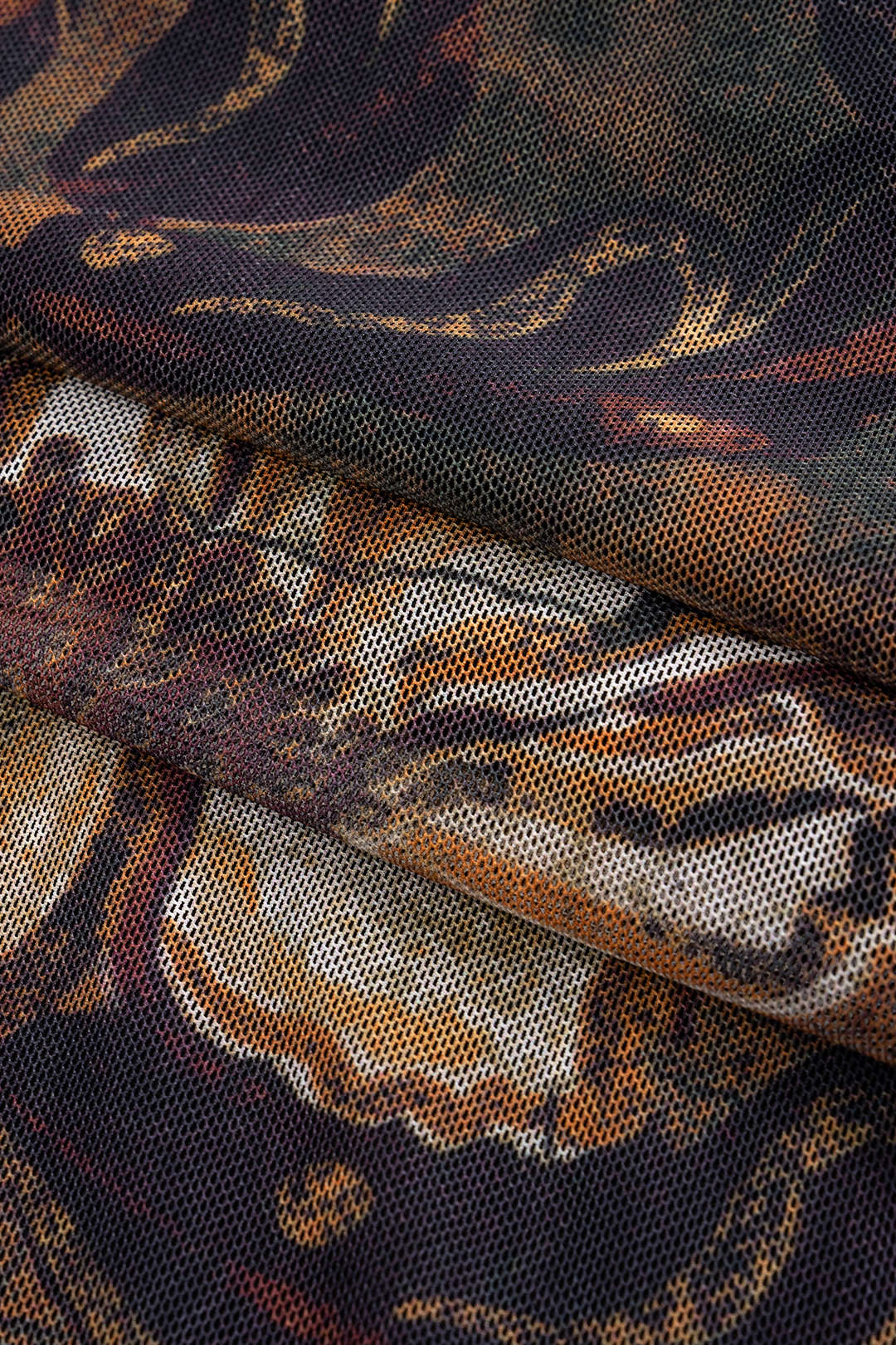 Mesh Floral Retro Print Backless Long Sleeve Maxi Dress