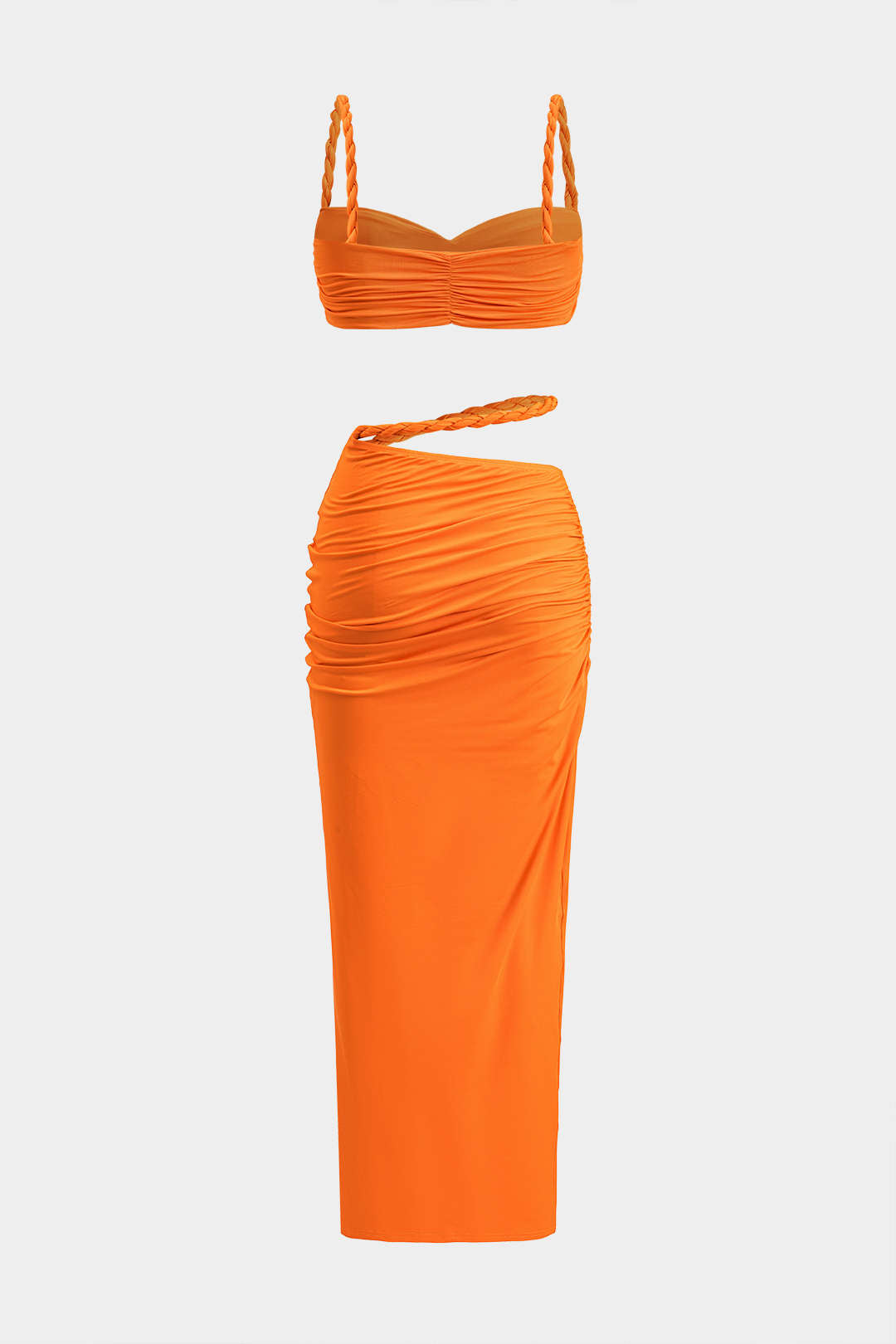 Conjunto Satén Sin Espalda Sunset Crush Detalles de Escote