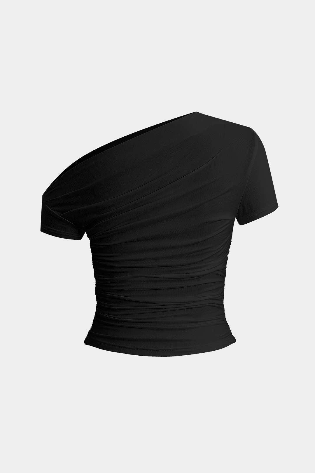 Camiseta Básica Asimétrica Drapada Para Uso Diario Versátil