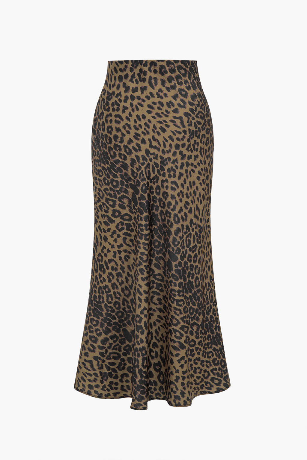 חצאית סאטן עם הדפס נמר ומותניים גבוהים 