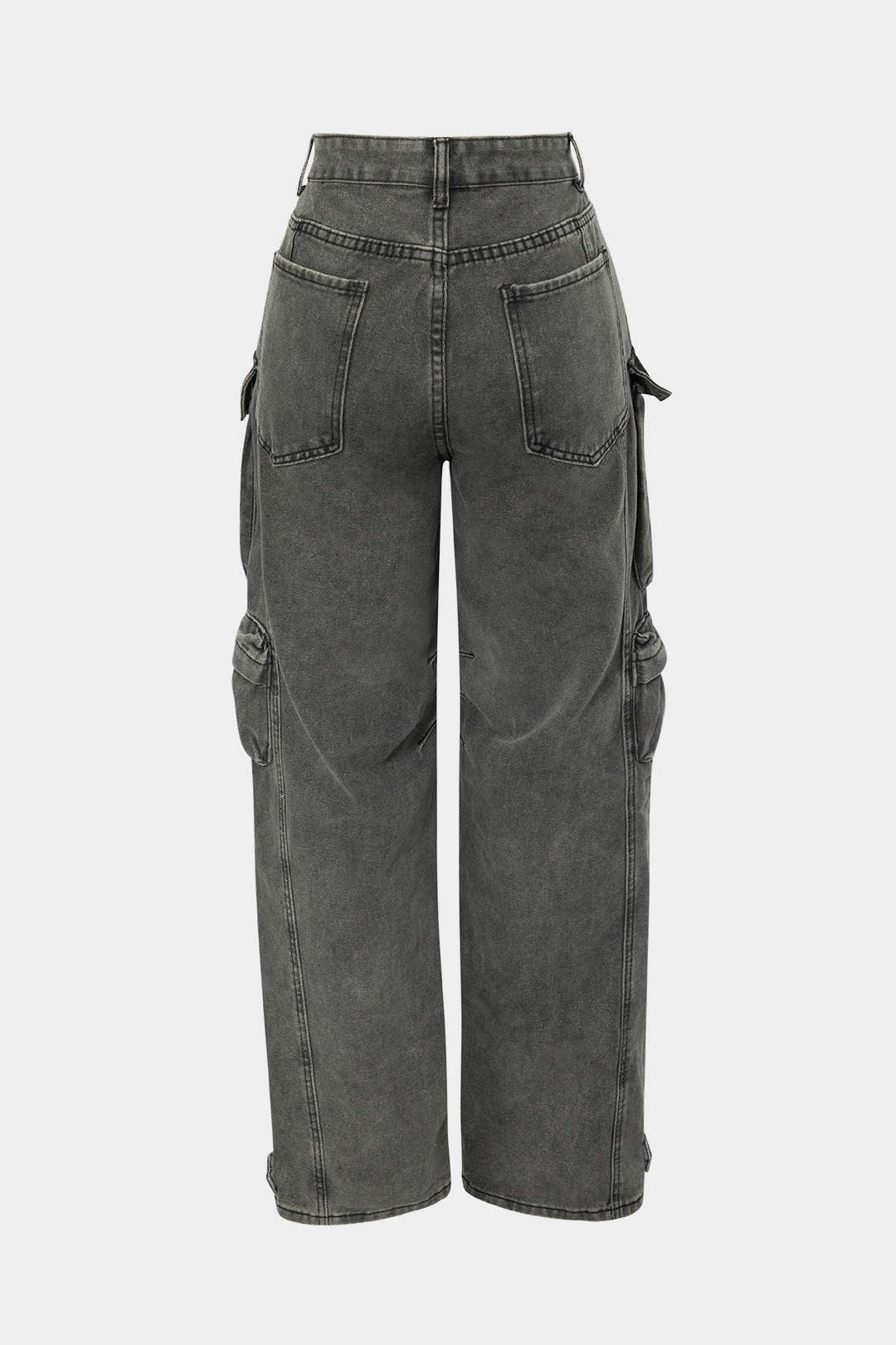 Jeans Cargo Anchos de Textura Suave con Bolsillos Múltiples