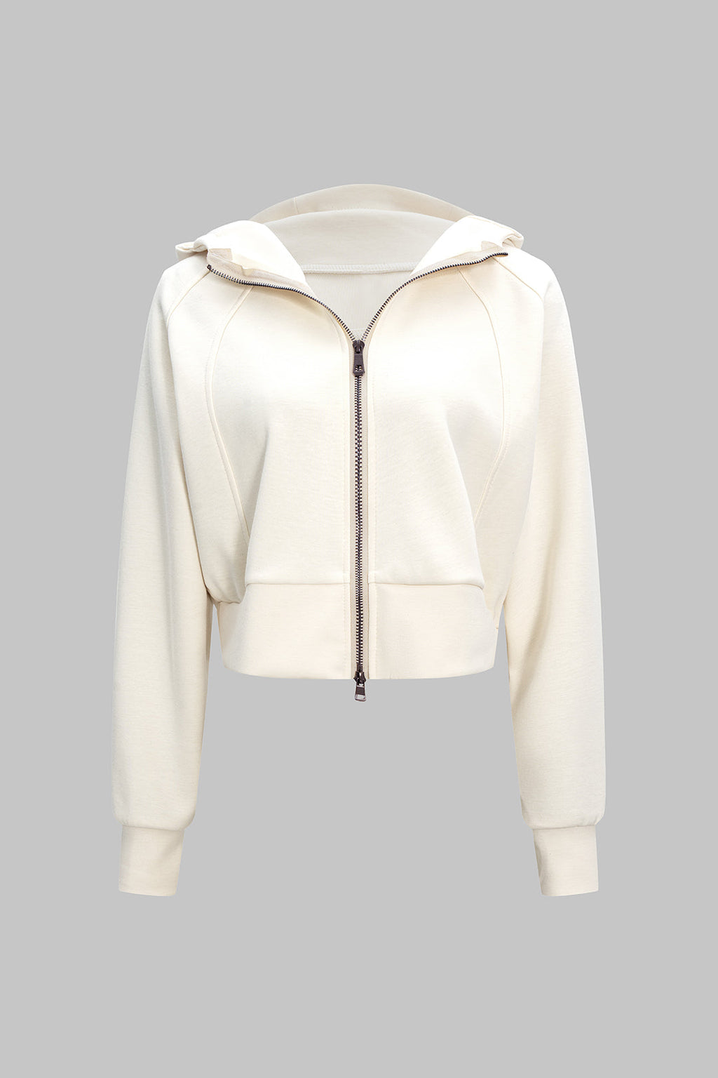 Zipper Long-Sleeve Short Hoodie