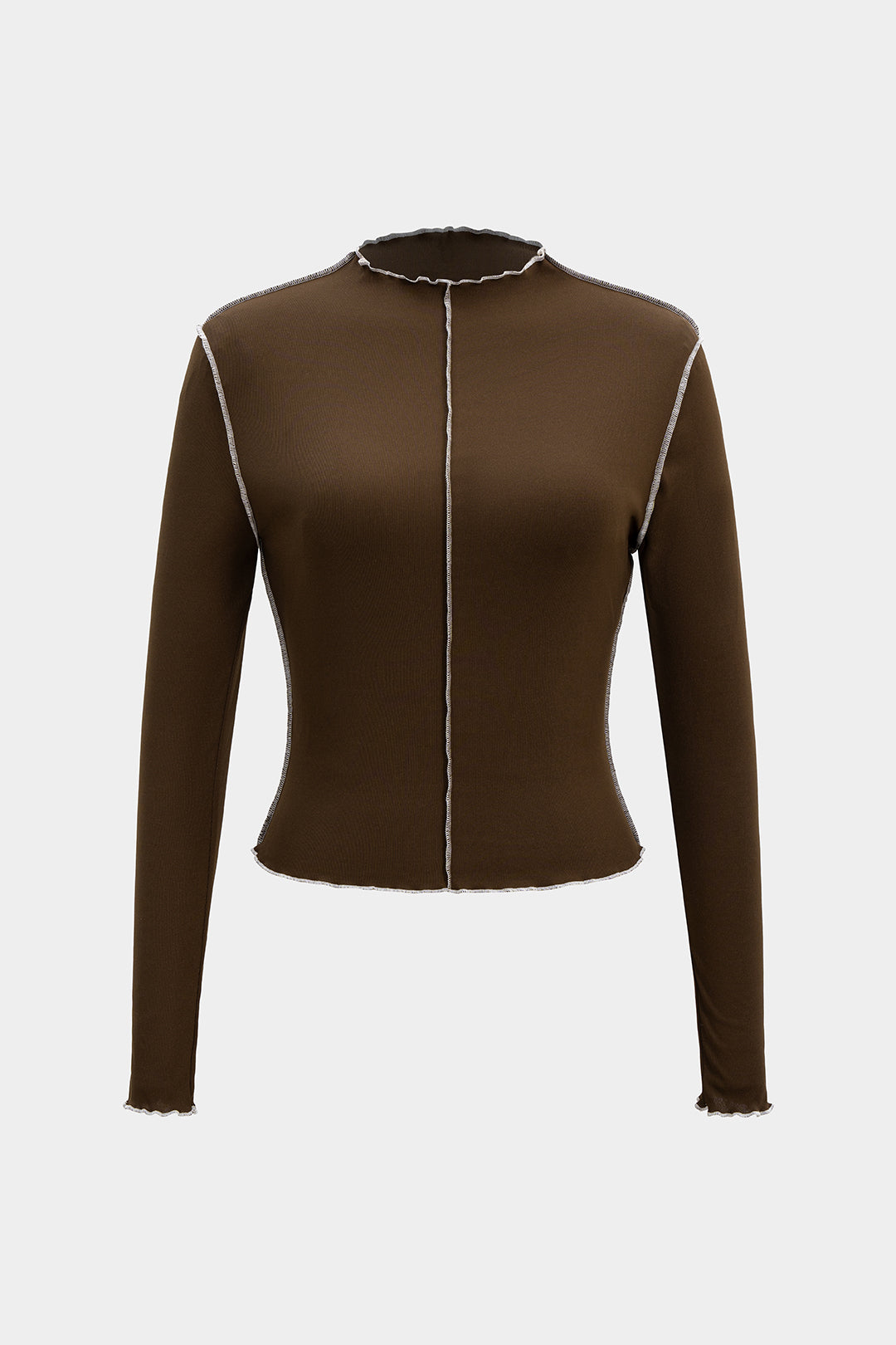 חולצה ארוכת שרוולים עם צווארון דמוי שוליים ושוליים מנוגדים 