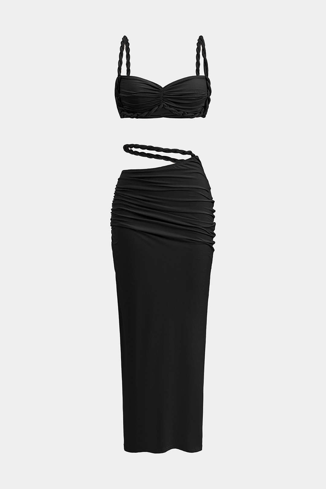 Conjunto Satén Sin Espalda Sunset Crush Detalles de Escote