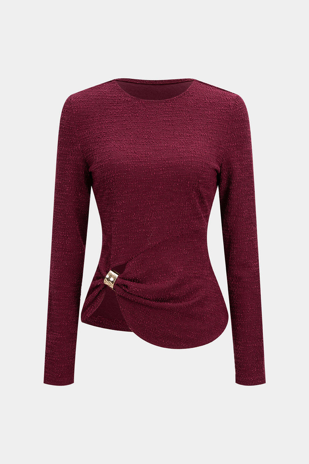 Metallic Decor Texture Long-Sleeve Top