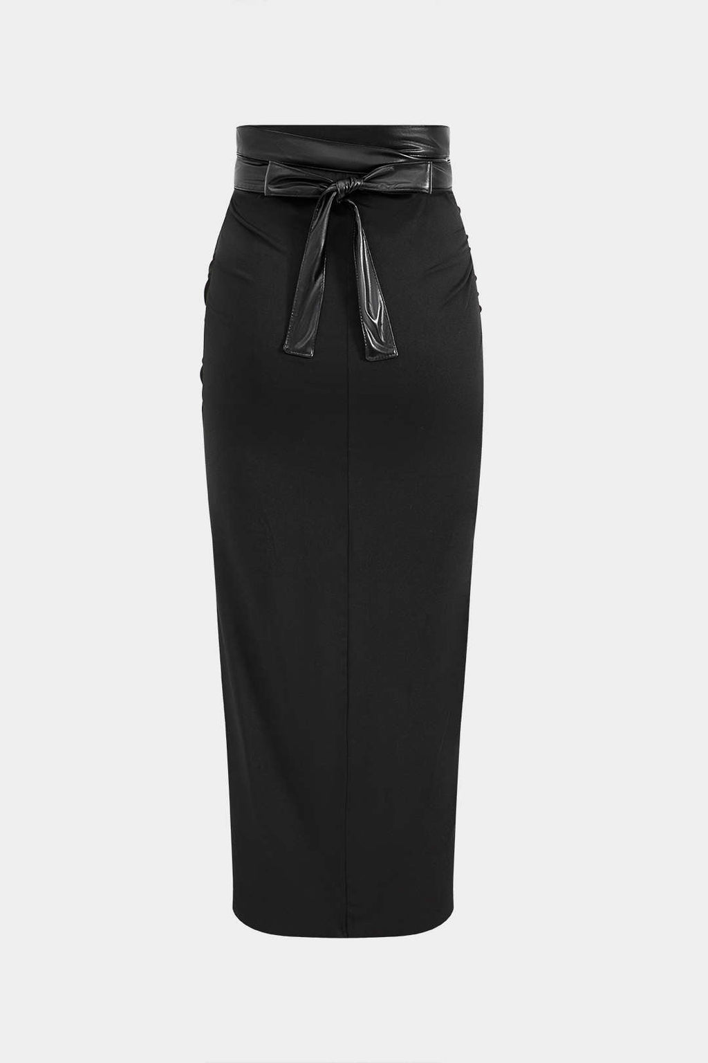 חצאית דמוית עור עם טלאים 