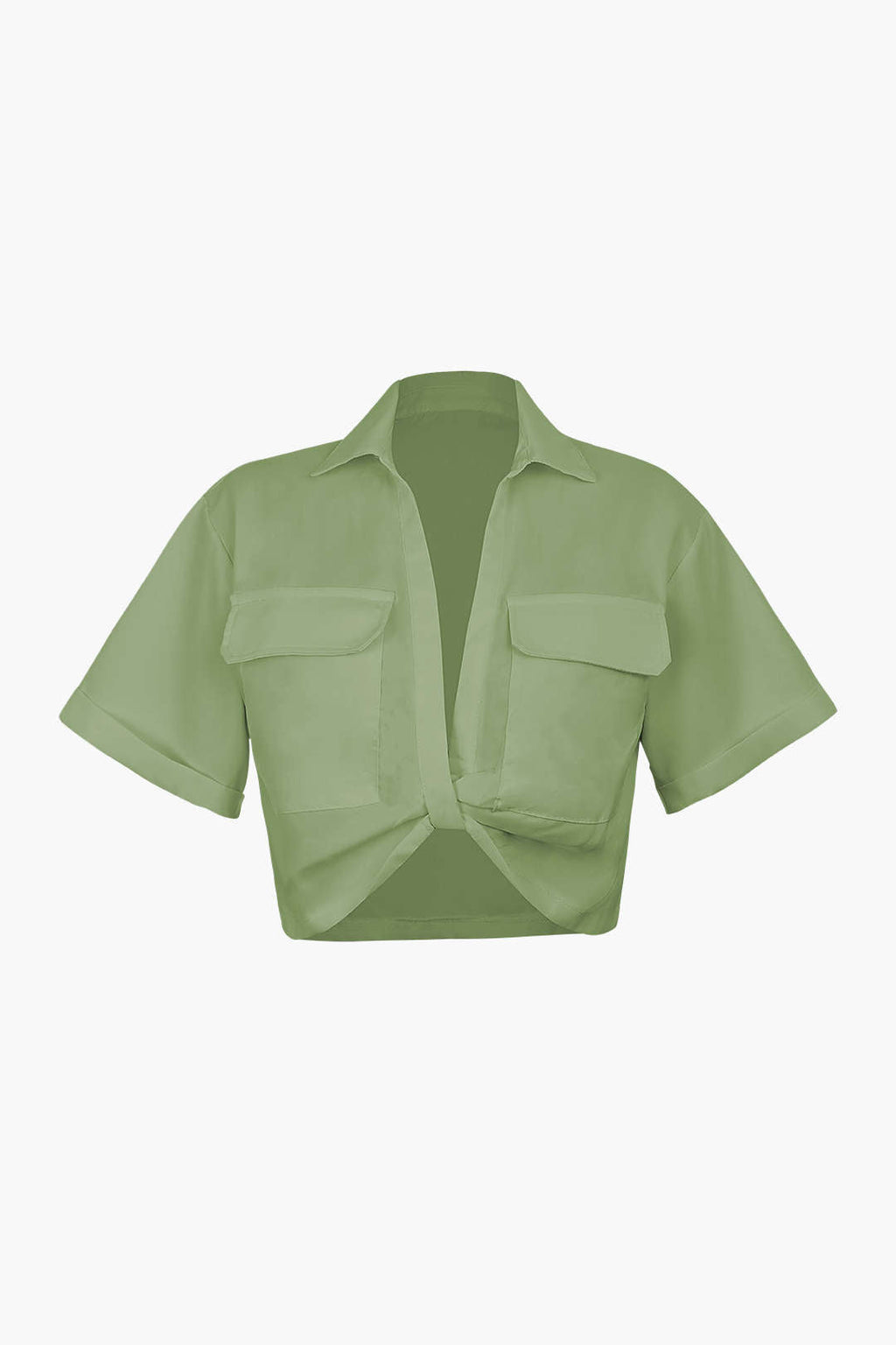 Camisa Básica Con Bolsillo Solapa Plisado Para Uso Diario