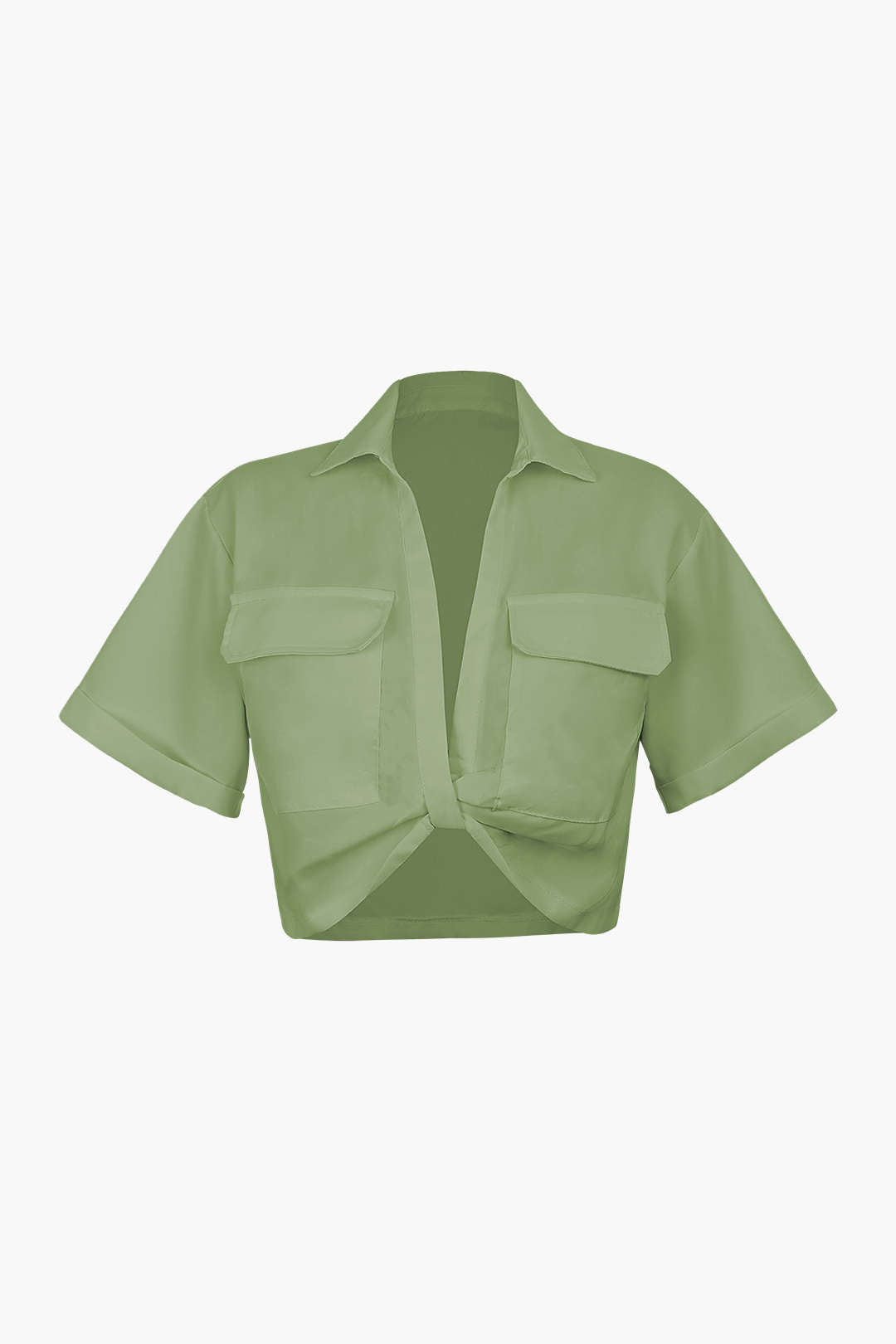 Camisa Básica Con Bolsillo Solapa Plisado Para Uso Diario