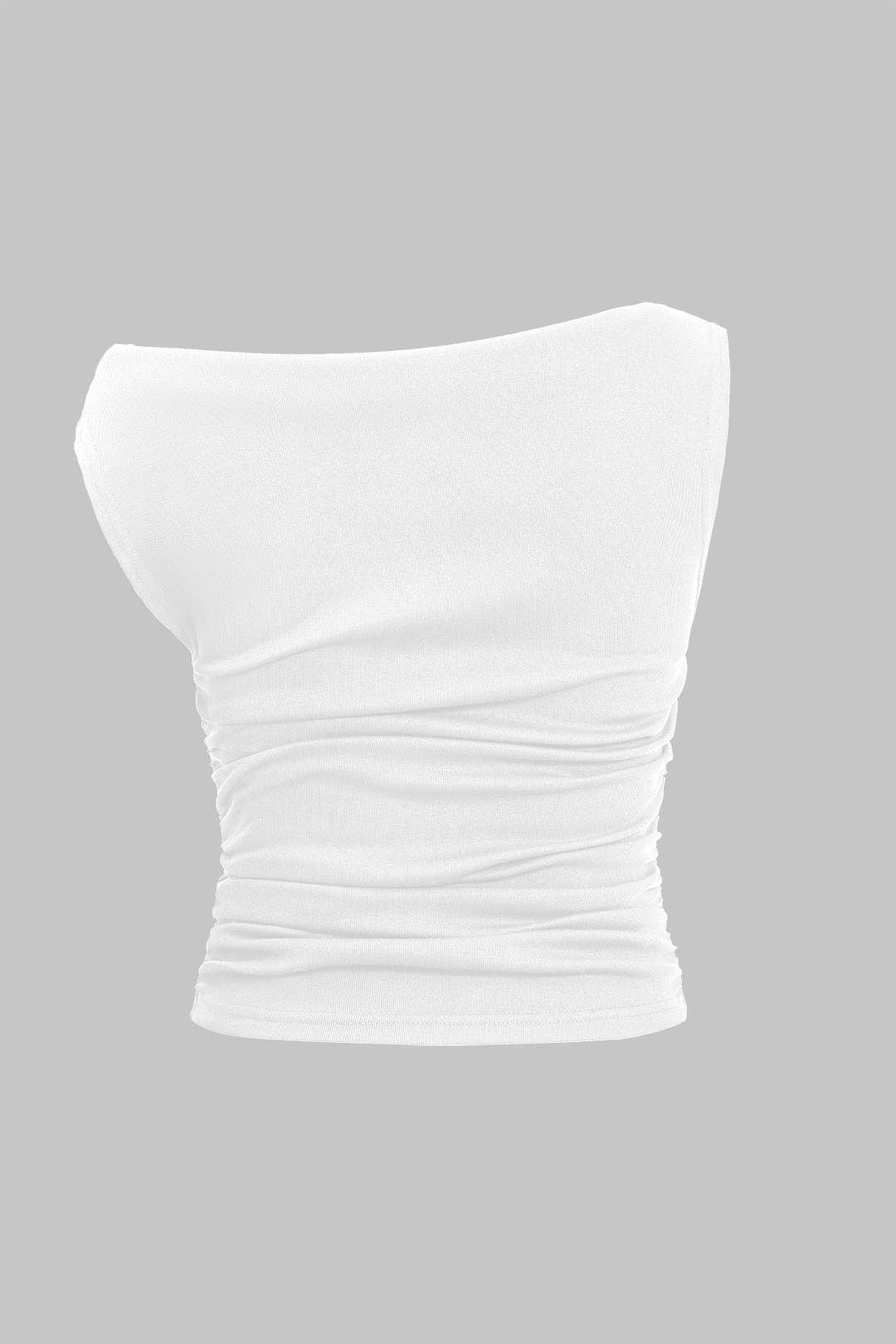 Blusa Asimétrica Con Nudo En Un Hombro Sin Mangas Drapeada