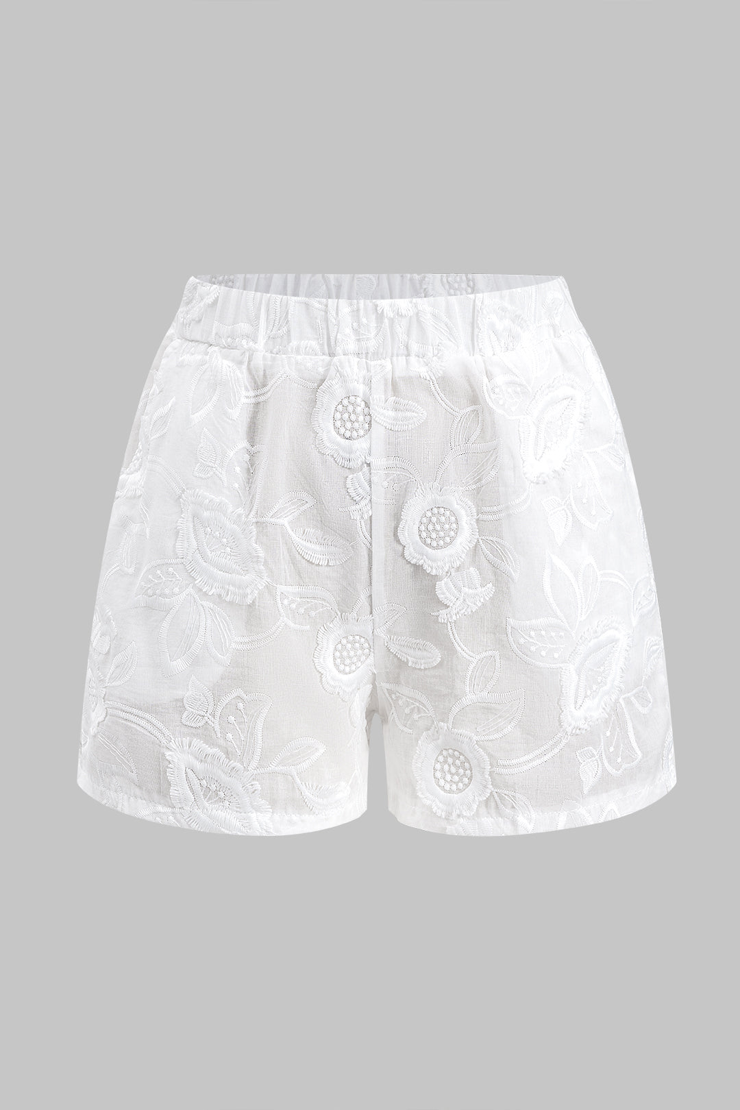 Conjunto Bordado de Blusa Manga Larga y Shorts Elegante