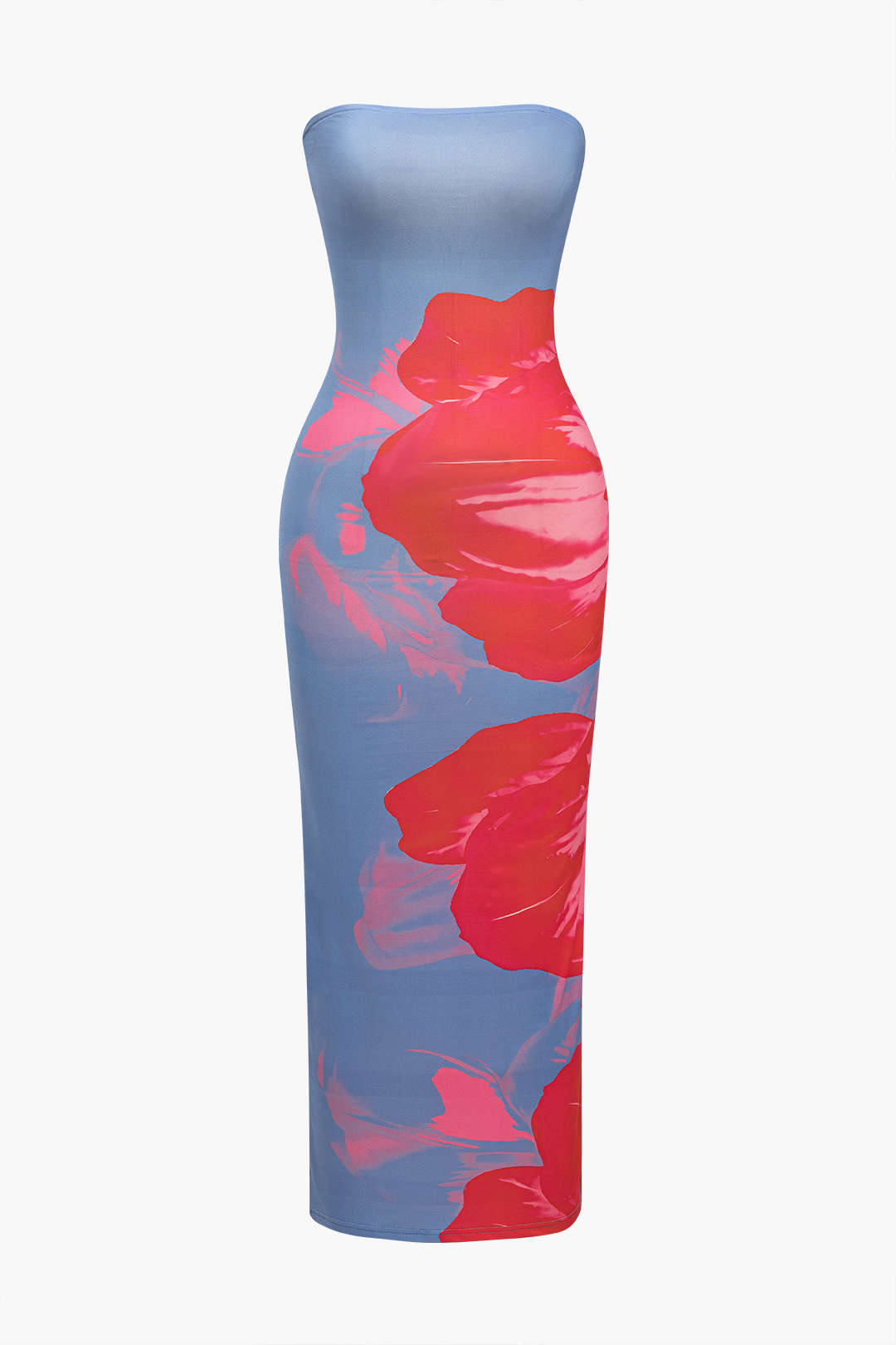 Vestido Midi Sin Hombros Con Estampado Floral Primavera