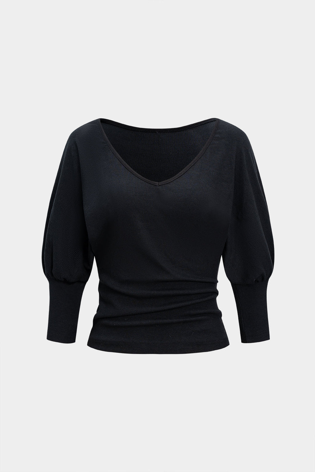 V-Neck Ruched Long-Sleeve Top