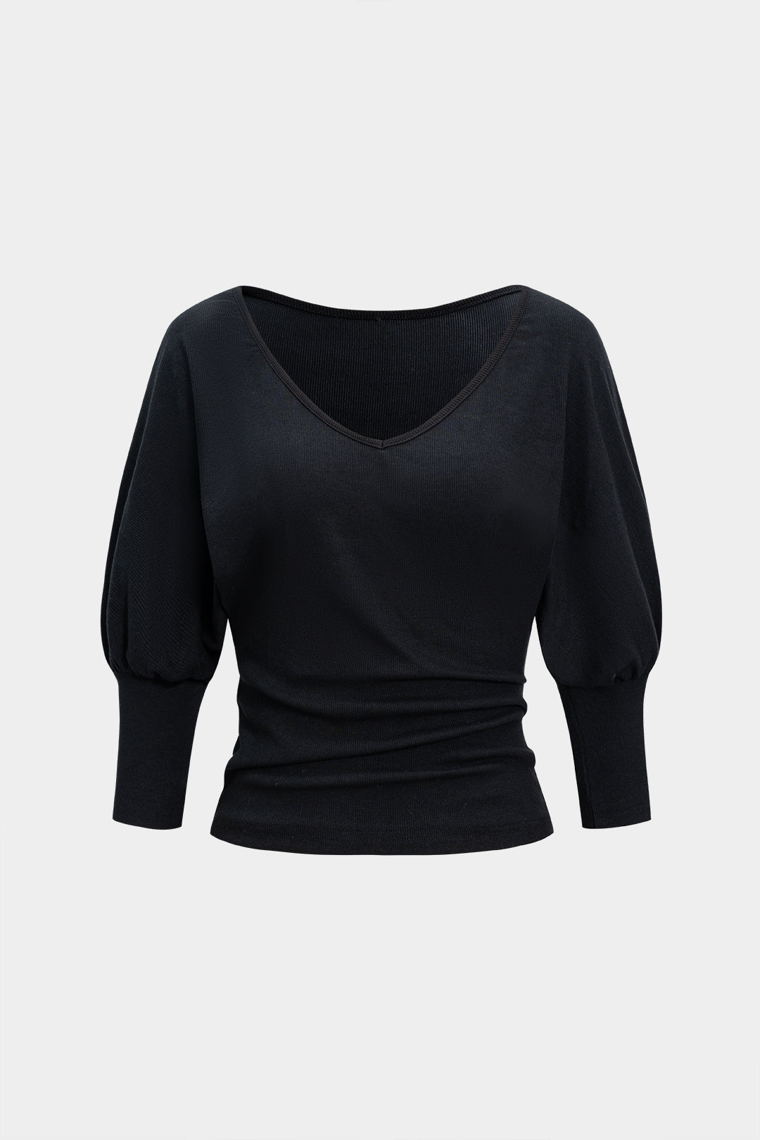 V-Neck Ruched Long-Sleeve Top