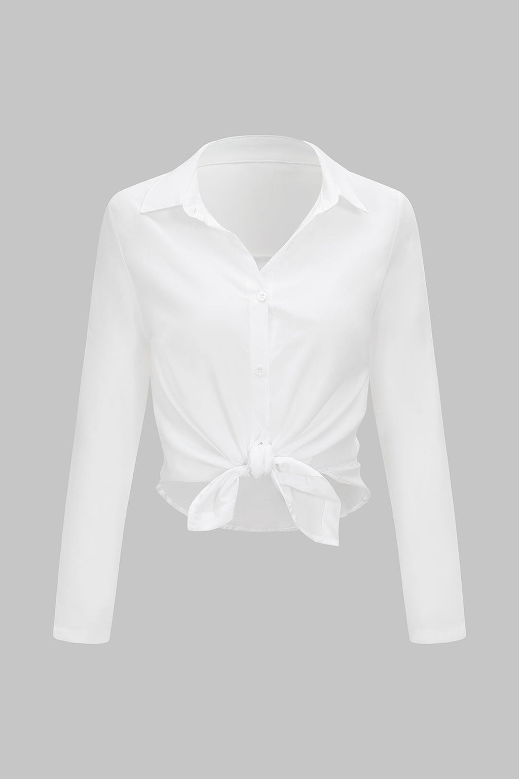 חולצת שיפון ארוכת שרוולים עם כפתורים 