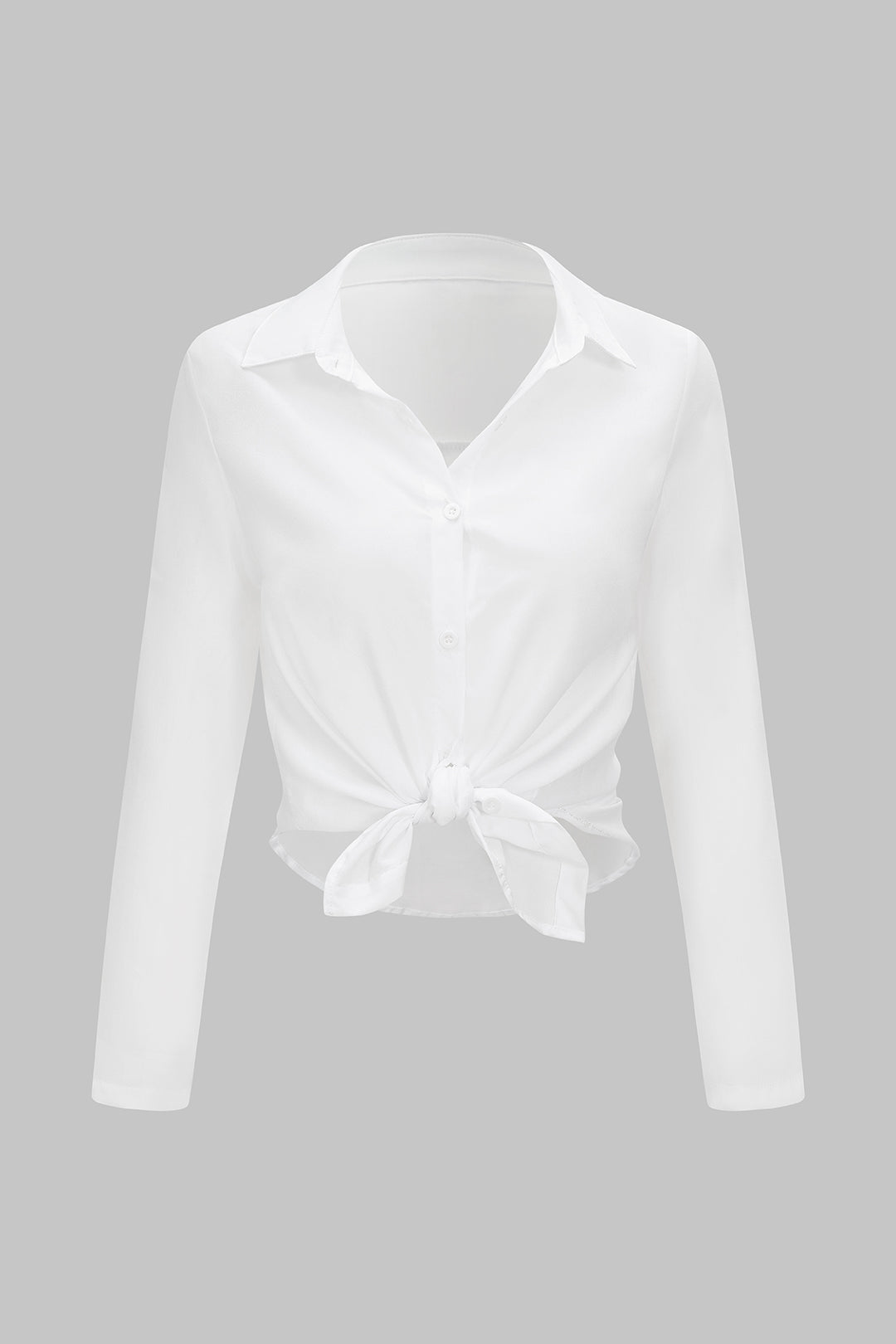 חולצת שיפון ארוכת שרוולים עם כפתורים 