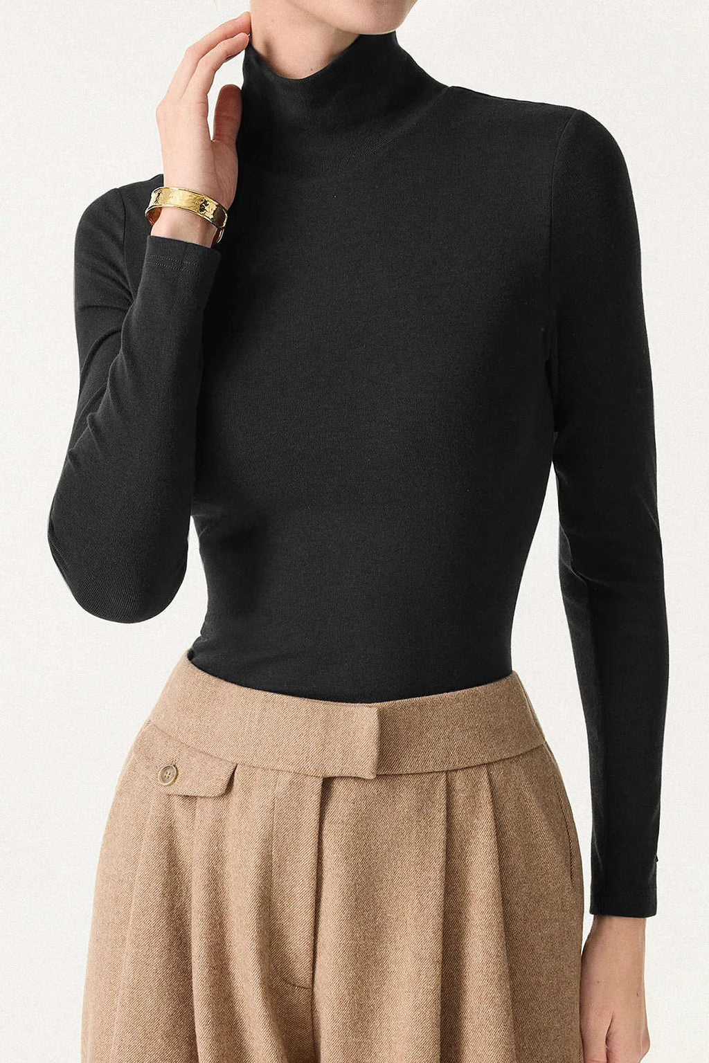 Mock Neck Long-Sleeve Top