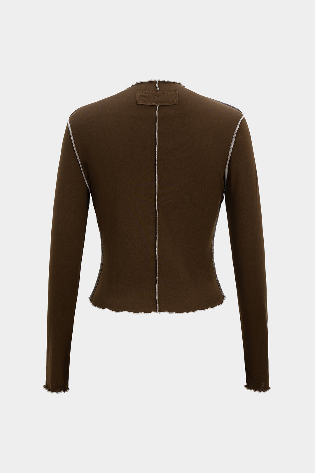 חולצה ארוכת שרוולים עם צווארון דמוי שוליים ושוליים מנוגדים 