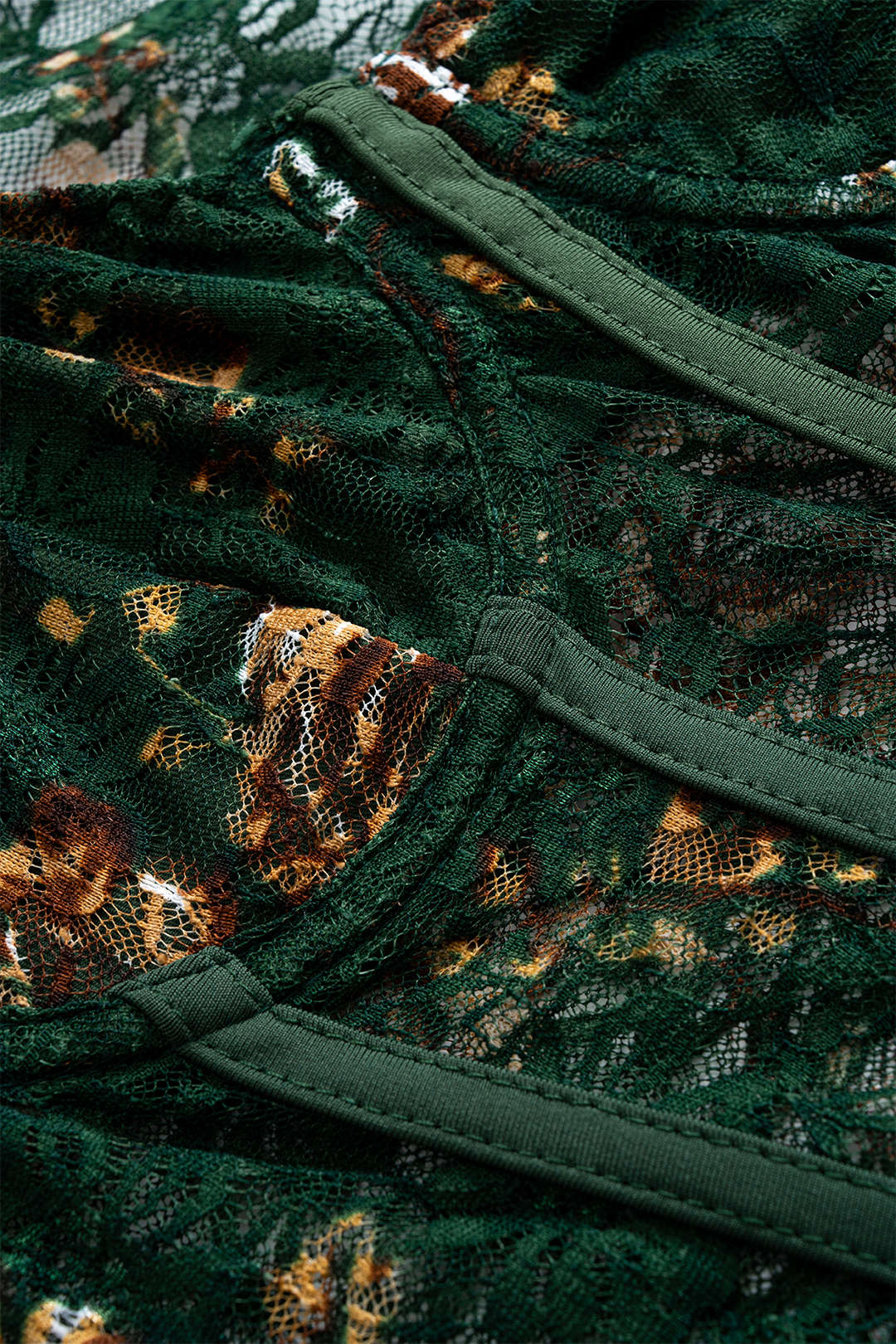 Floral Print Sheer Underwire Long Sleeve Bodysuit