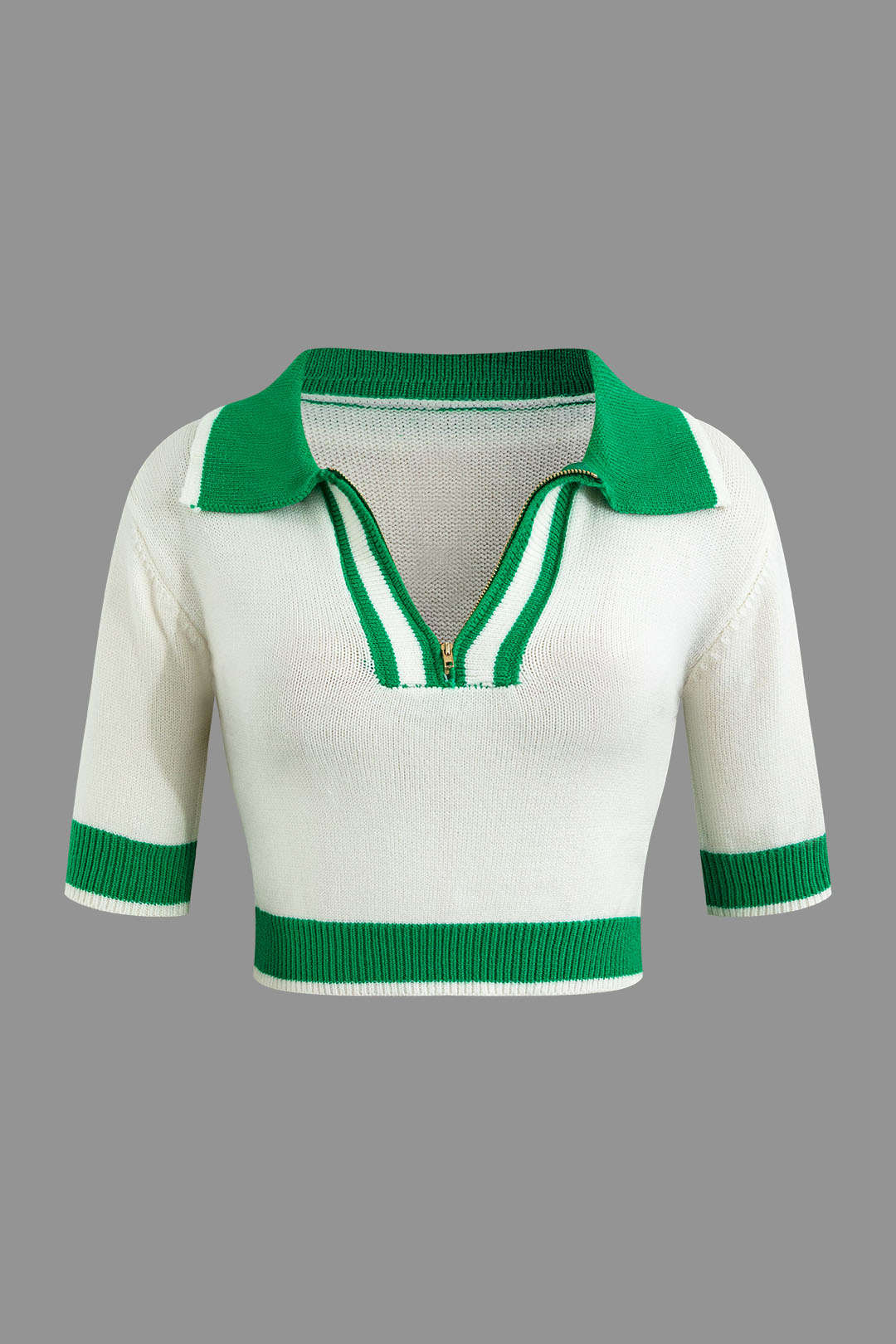 Conjunto Top Corto Con Cuello Contrastante Y Falda Mini