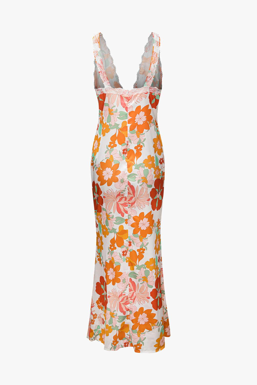 Vestido Maxi Floral Con Encaje Y Escote En V Para Mujer