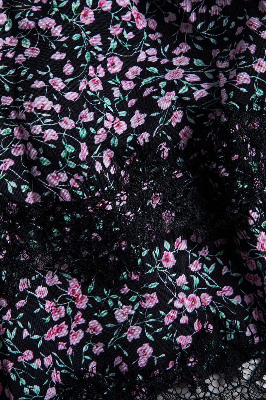 Vestido Mini De Manga Larga Con Encaje Floral Ditsy
