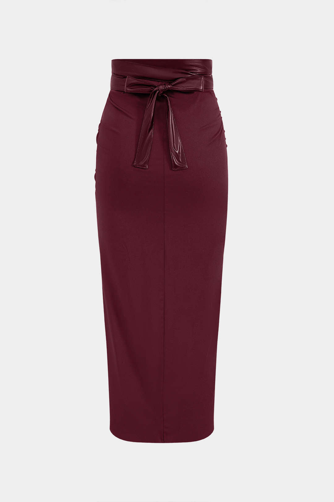 חצאית דמוית עור עם טלאים 