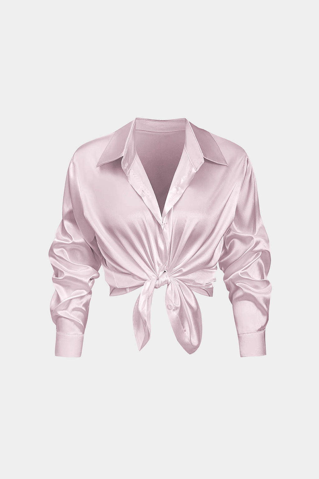 Camisa Satinada De Manga Larga Con Silueta Elegante