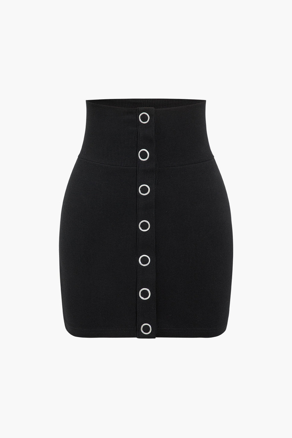 Button Detail High Waist Skirt
