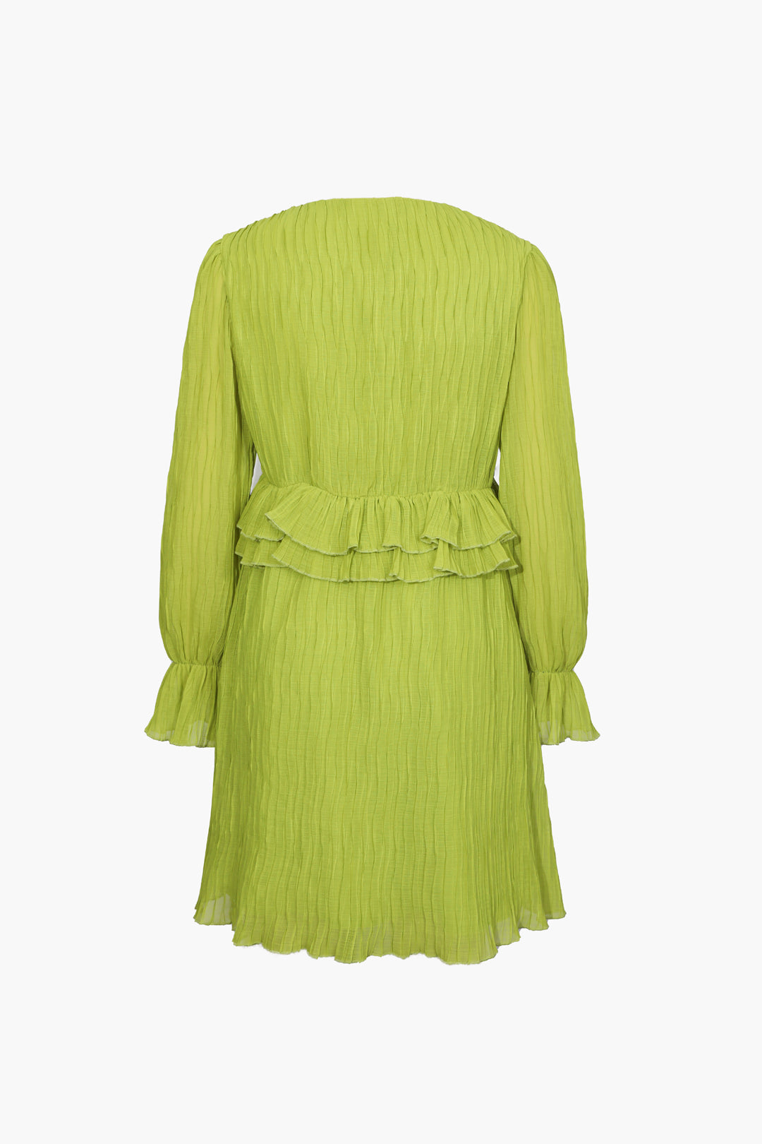 שמלת מיני עם צווארון V ופירוט קפלים 