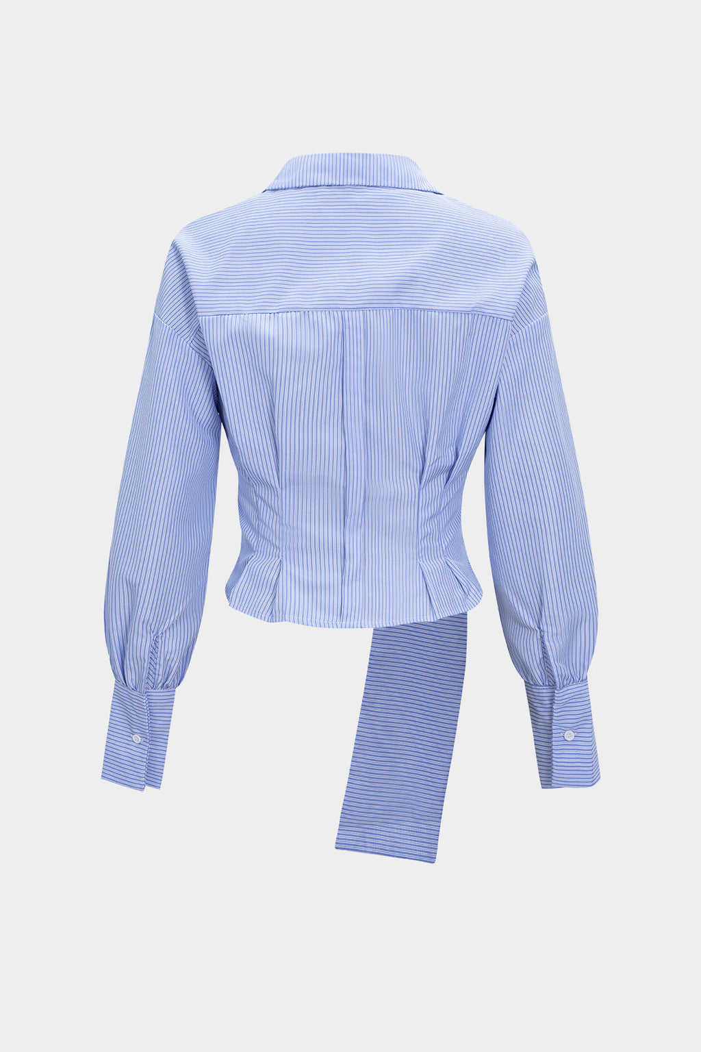 Stripes Print Belted Long-Sleeve Shirt