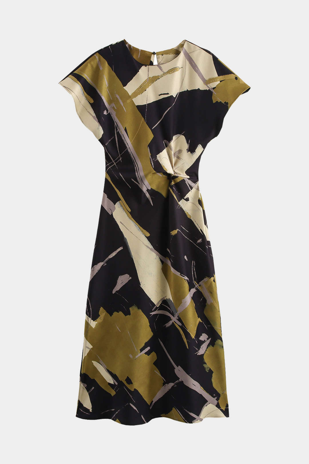 Vestido Midi Estampado Tie Dye Con Volantes Y Nudo Elegante