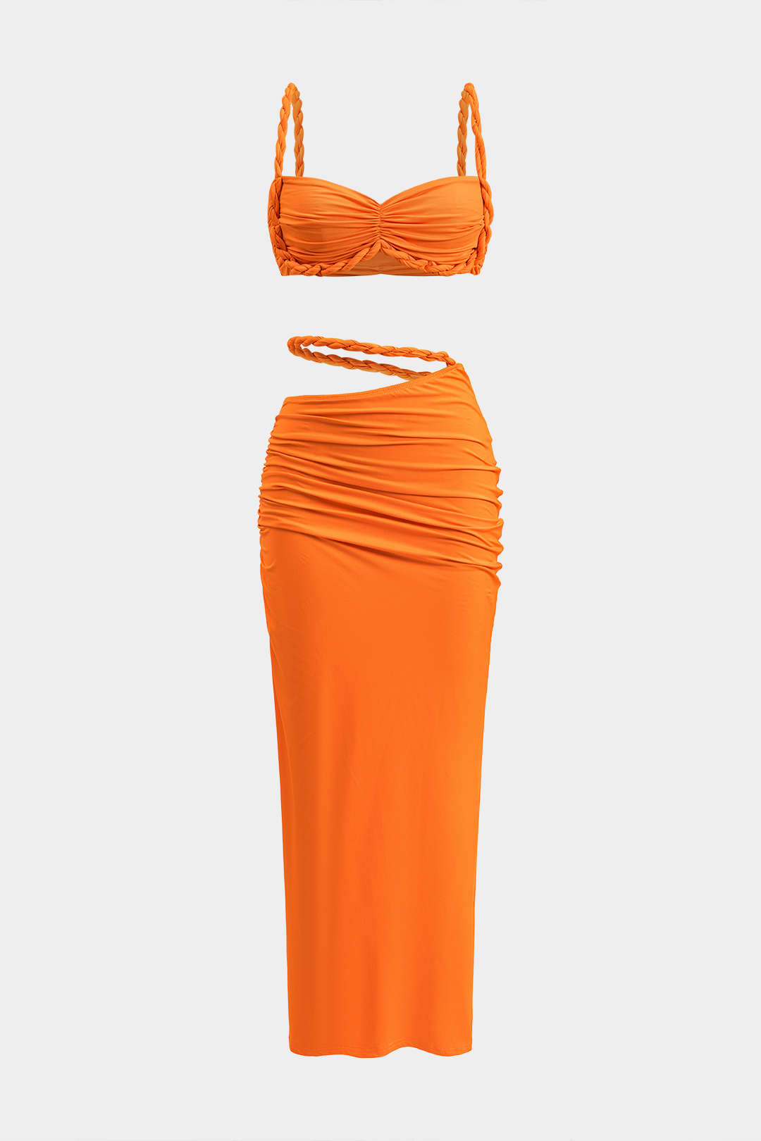 Conjunto Satén Sin Espalda Sunset Crush Detalles de Escote