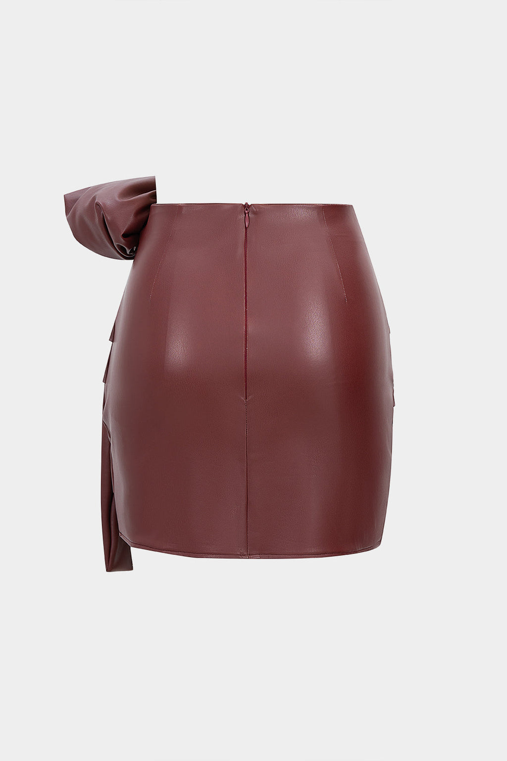 חצאית אסימטרית דמוית עור עם רוכסן גבוה 