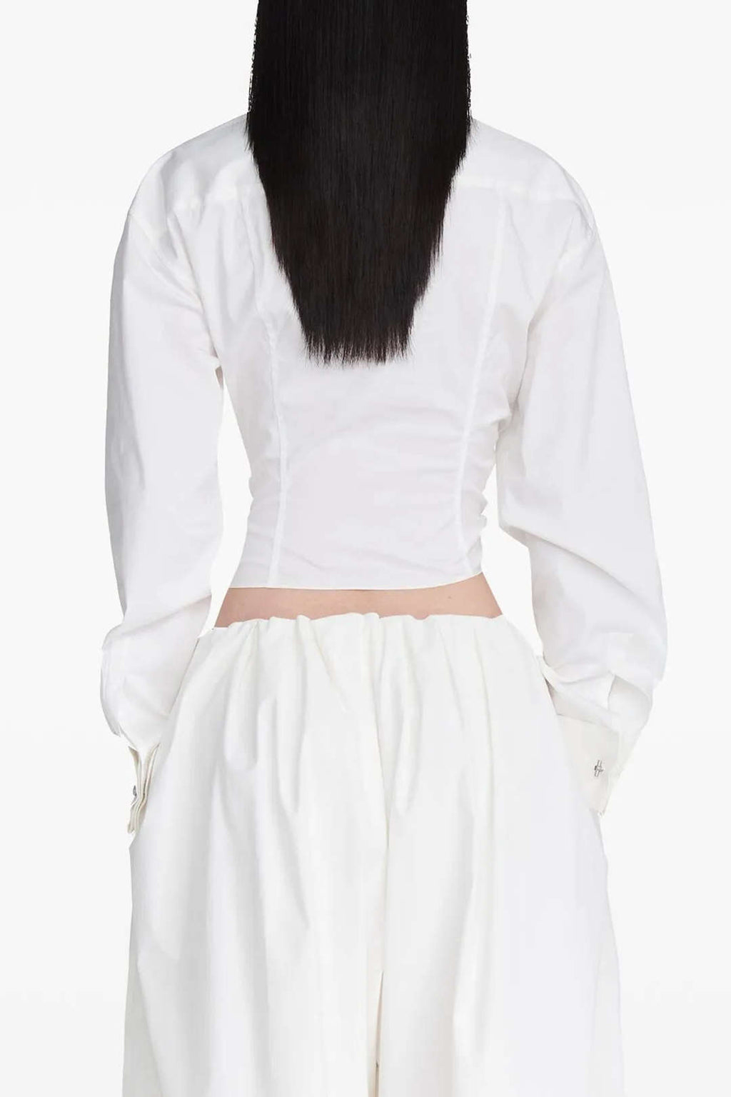 Ruched Drawstring Long-Sleeve Shirt