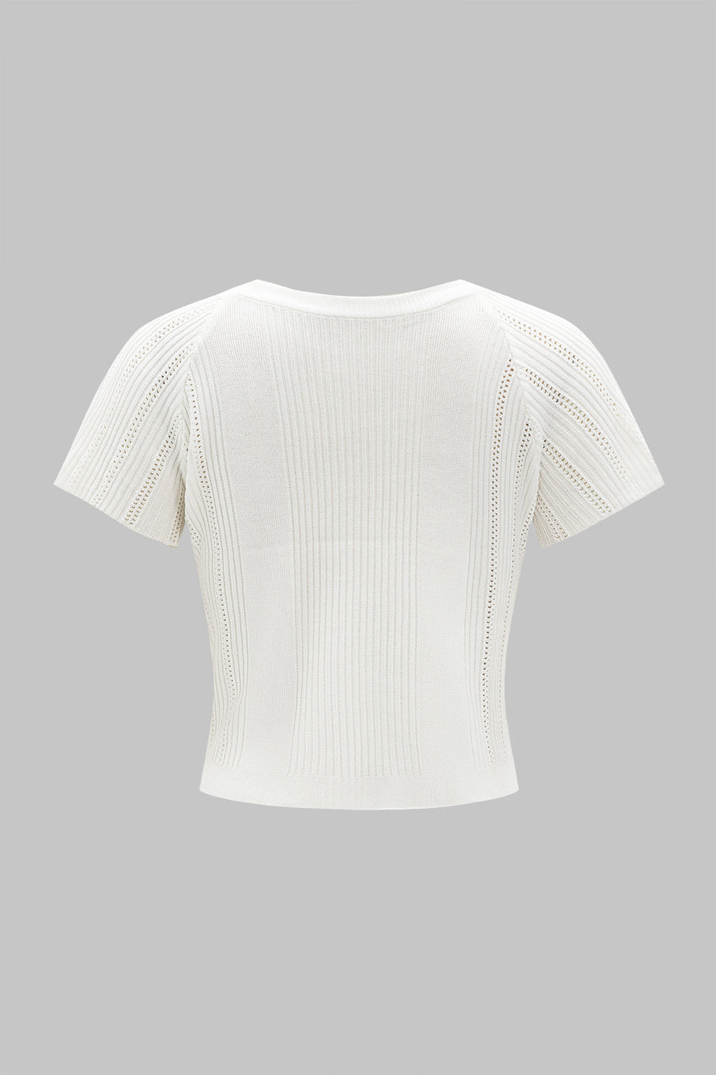 Conjunto De Top De Punto Metálico Y Falda Botonada Elegante