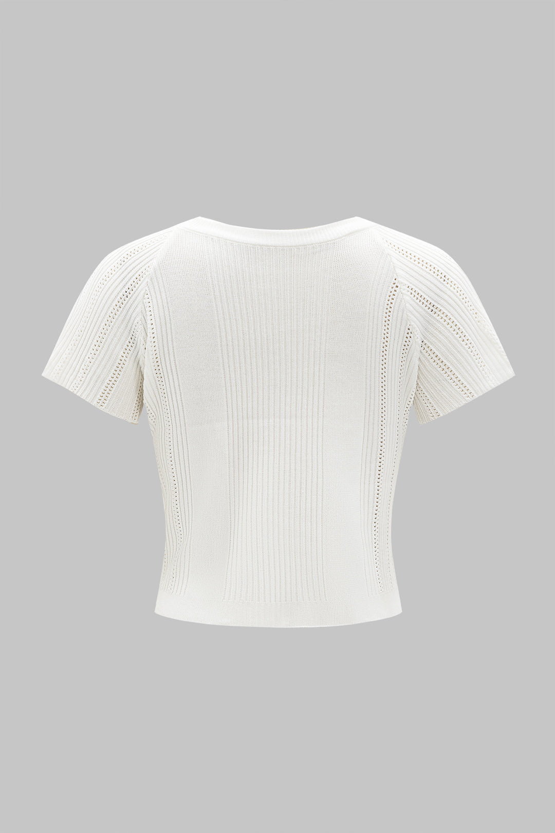 Conjunto De Top De Punto Metálico Y Falda Botonada Elegante