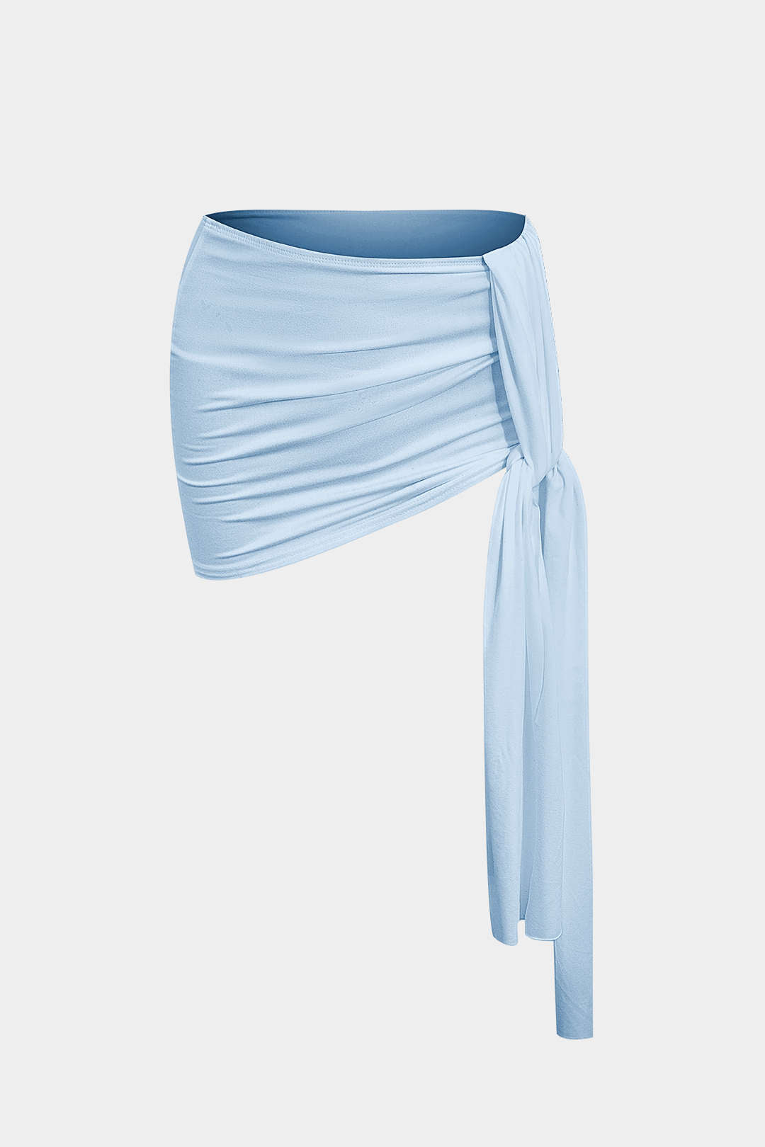 Conjunto Top Corto Asimétrico Y Falda Mini Atada Elegante