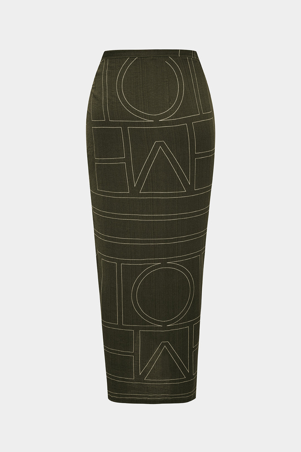 חצאית אסימטרית עם רוכסן וקשירה של פשתן, הדפס גיאומטרי 