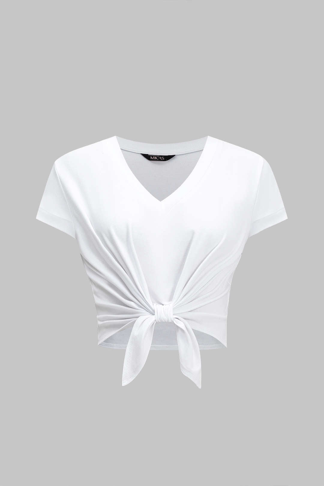 Camiseta Manga Corta Con Lazo Silueta Minimalista Elegante