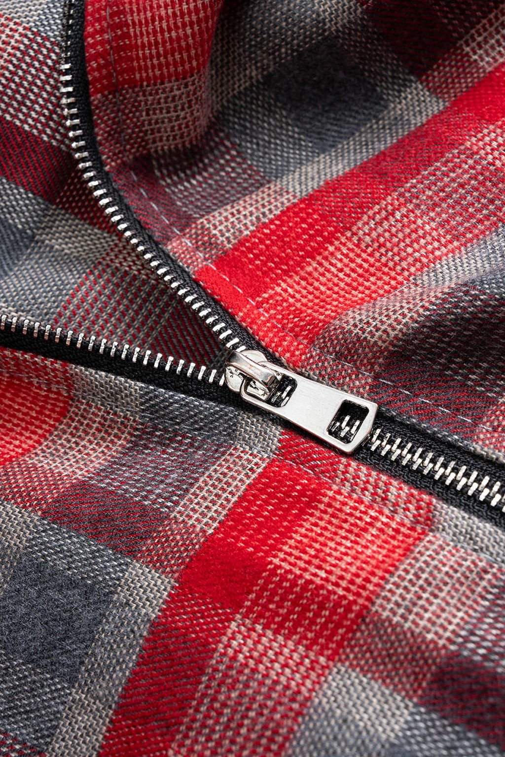 Plaid Print Faux Leather Asymmetrical Neck Long-Sleeve Shirt